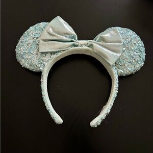Disney Ice Blue Sequin Minnie Ears Headband
